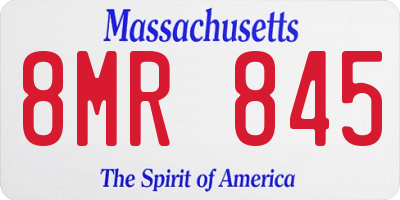 MA license plate 8MR845