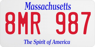 MA license plate 8MR987