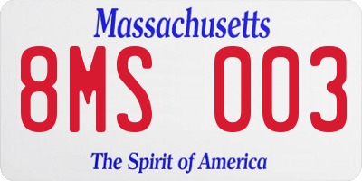 MA license plate 8MS003