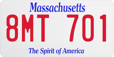 MA license plate 8MT701