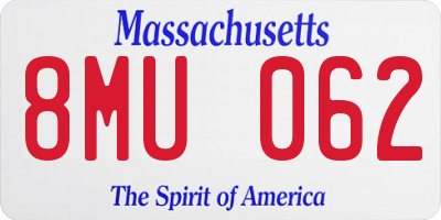 MA license plate 8MU062