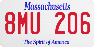 MA license plate 8MU206