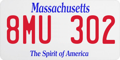 MA license plate 8MU302