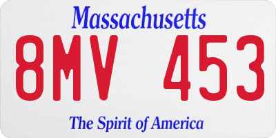 MA license plate 8MV453