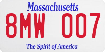 MA license plate 8MW007