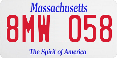MA license plate 8MW058