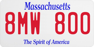 MA license plate 8MW800