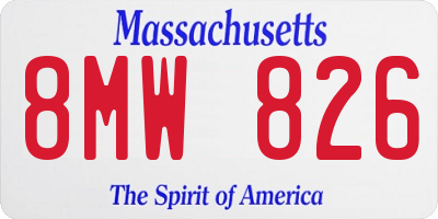 MA license plate 8MW826