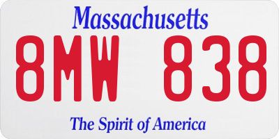 MA license plate 8MW838