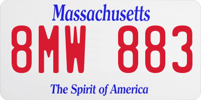 MA license plate 8MW883