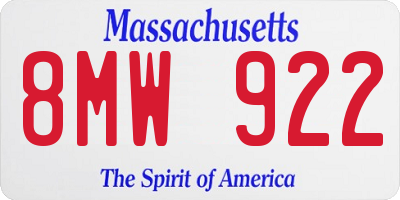 MA license plate 8MW922