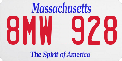MA license plate 8MW928