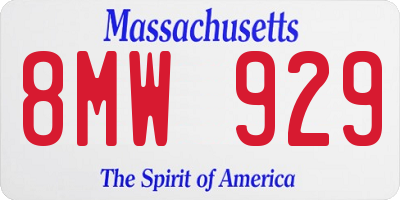 MA license plate 8MW929