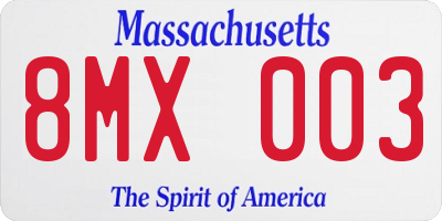 MA license plate 8MX003