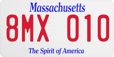 MA license plate 8MX010