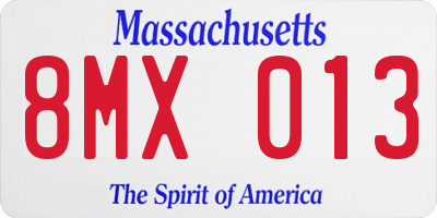 MA license plate 8MX013