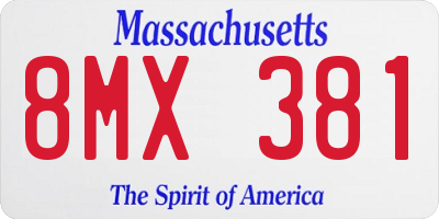 MA license plate 8MX381