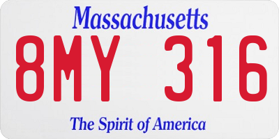 MA license plate 8MY316