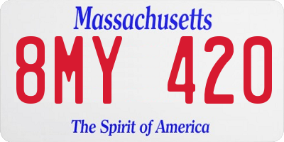MA license plate 8MY420