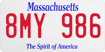 MA license plate 8MY986