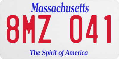 MA license plate 8MZ041
