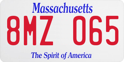 MA license plate 8MZ065