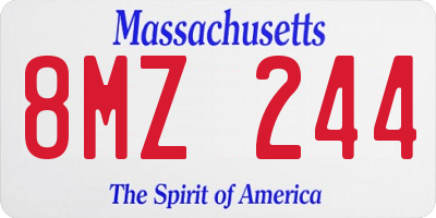 MA license plate 8MZ244