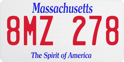 MA license plate 8MZ278