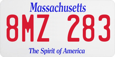 MA license plate 8MZ283
