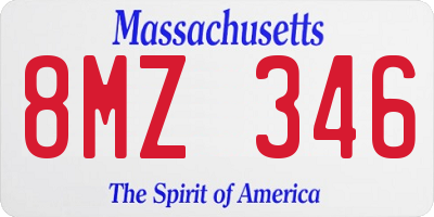 MA license plate 8MZ346