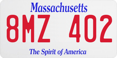 MA license plate 8MZ402
