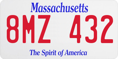 MA license plate 8MZ432