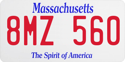 MA license plate 8MZ560