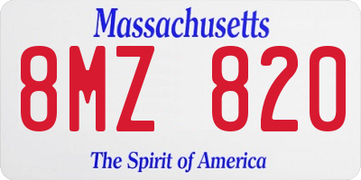 MA license plate 8MZ820