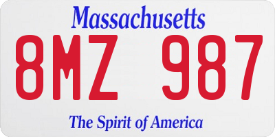 MA license plate 8MZ987