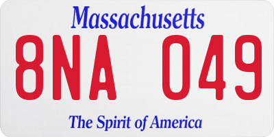 MA license plate 8NA049