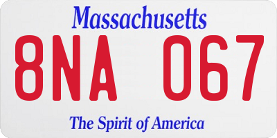 MA license plate 8NA067