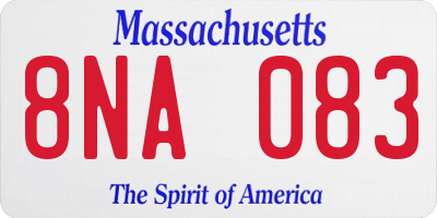 MA license plate 8NA083