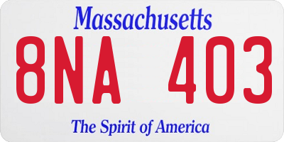 MA license plate 8NA403