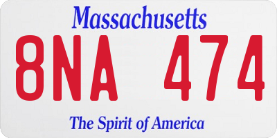 MA license plate 8NA474