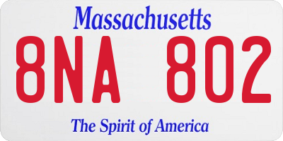 MA license plate 8NA802