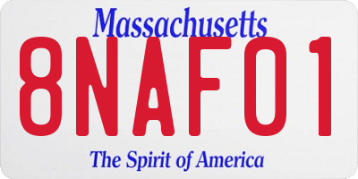 MA license plate 8NAF01
