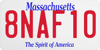 MA license plate 8NAF10