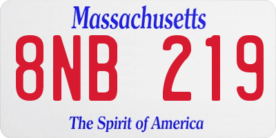 MA license plate 8NB219