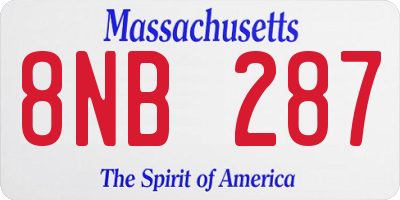 MA license plate 8NB287