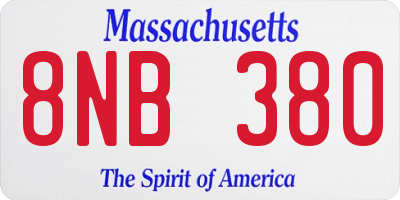 MA license plate 8NB380