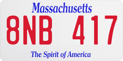 MA license plate 8NB417