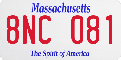 MA license plate 8NC081