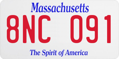 MA license plate 8NC091