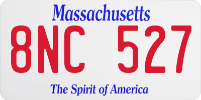 MA license plate 8NC527